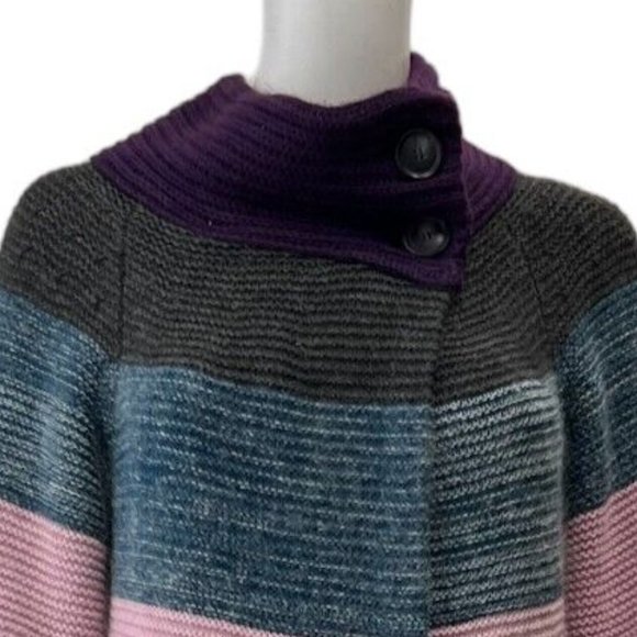 Theory RARE Multi Ribbed Colorblock Cardigan Floriane Land Sweater sz Large - Picture 3 of 11